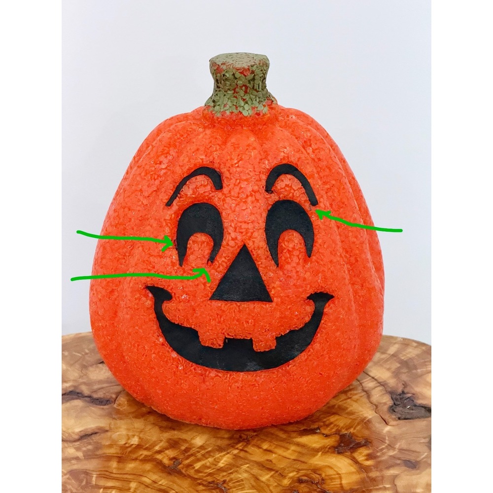 Vintage Melted Plastic Pumpkin 8.75" Light Up Jack O Lantern Smiling - Picture 6 of 7